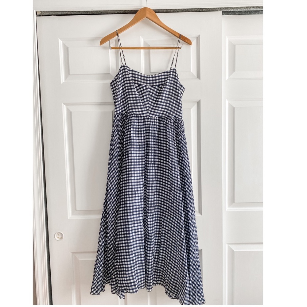 J Crew Navy Blue Gingham Dress